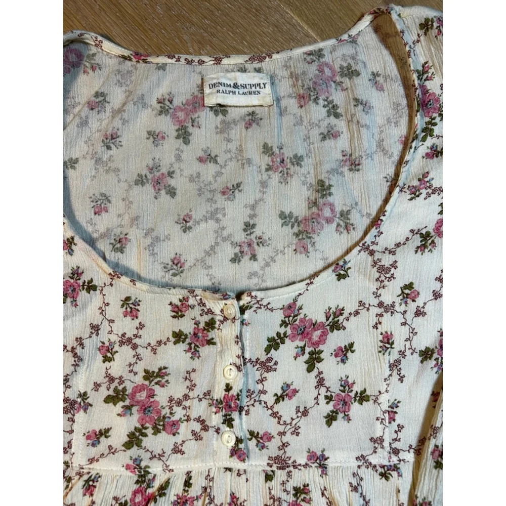Y2K Ralph Lauren Floral Babydoll Mini Dress | Coastal Cowgirl Cottagecore - Picture 4 of 7